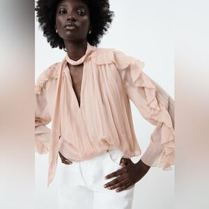 ZARA BOHO RUFFLED BLOUSE